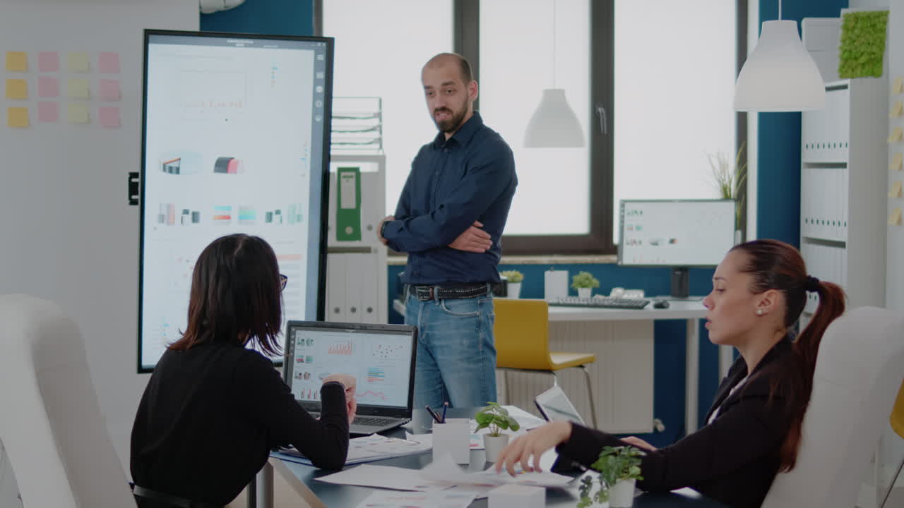 Workmates joining business meeting for project briefing