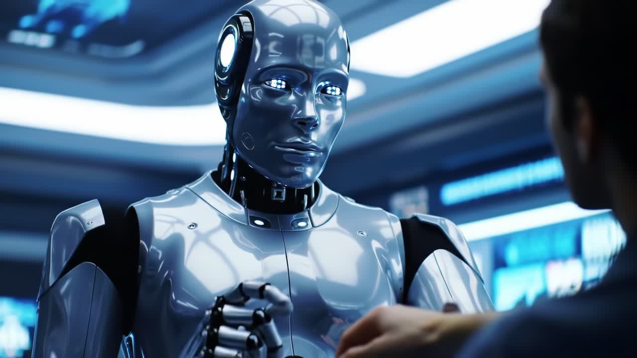 An Intriguing Interaction Between Human and Robot: Exploring the Emotional Depth and Intelligence of Advanced Artificial Beings in a Futuristic Environment
