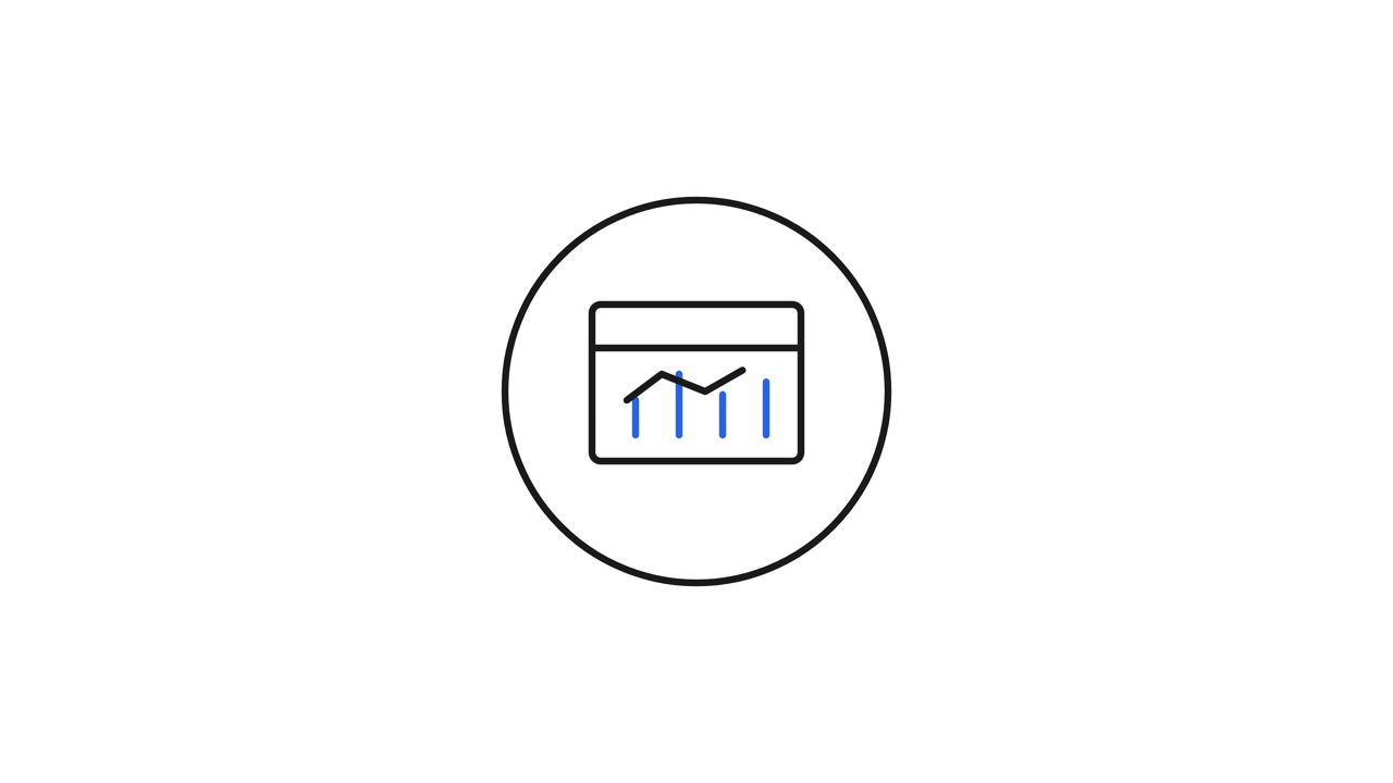 Animated Line Graph Icon Appearing Inside a Circle