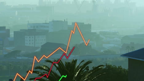 animación de un diagrama que se mueve sobre el paisaje urbano