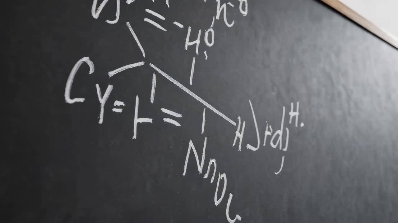Equations written on a chalkboard
