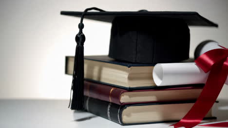 graduation ceremony with diploma and books