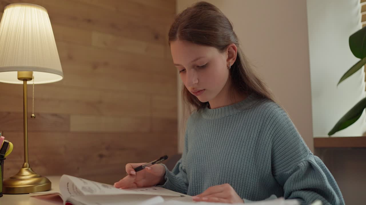 Teenage girl studying at desk