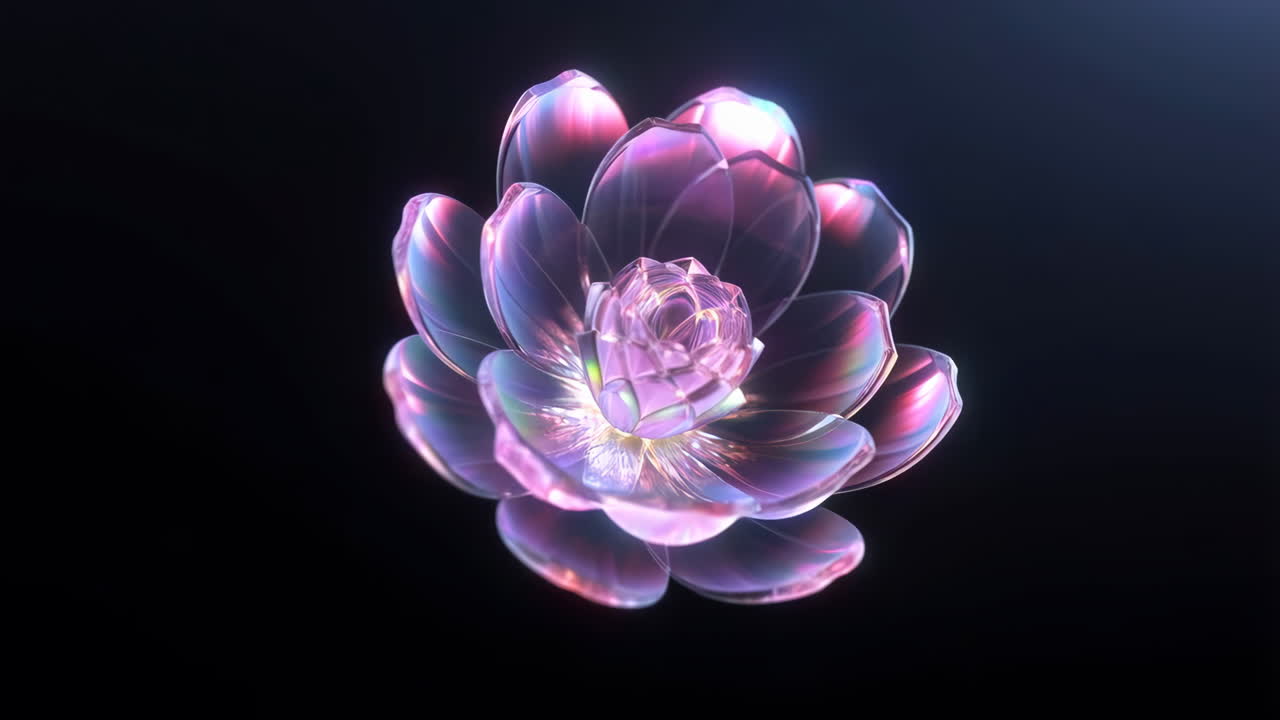 Iridescent Translucent Flower on Black Background
