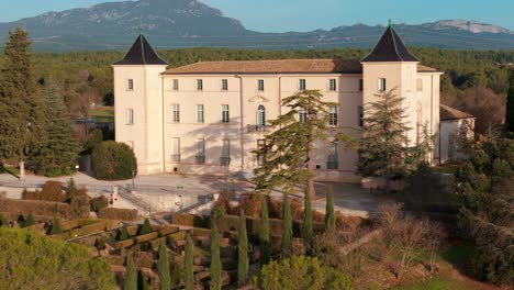 slow establishing shot of the gardens at the departmental area of restinclieres