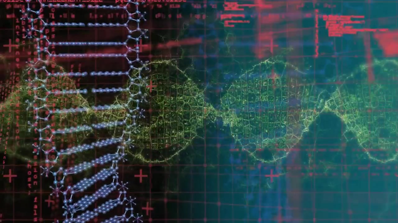 Animation of dna strand over data processing