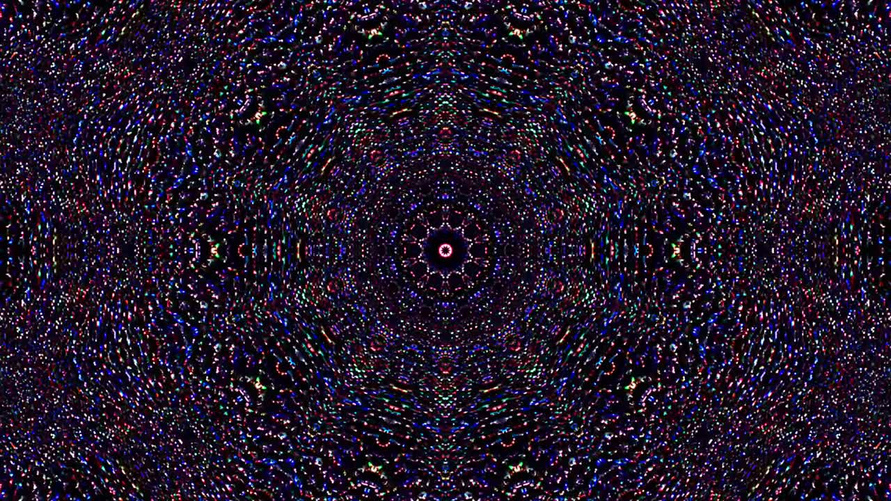 Bright abstract light governing full color, kaleidoscope, black background