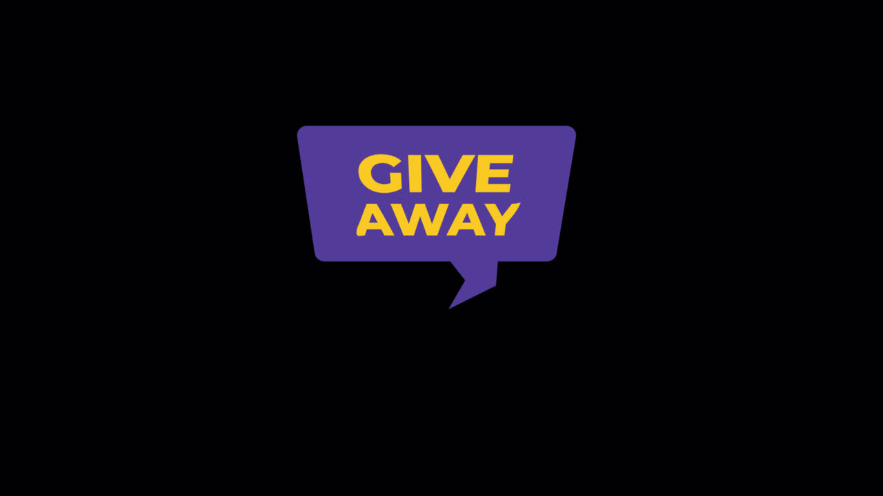 Animated Give Away Text in Purple Speech Bubble