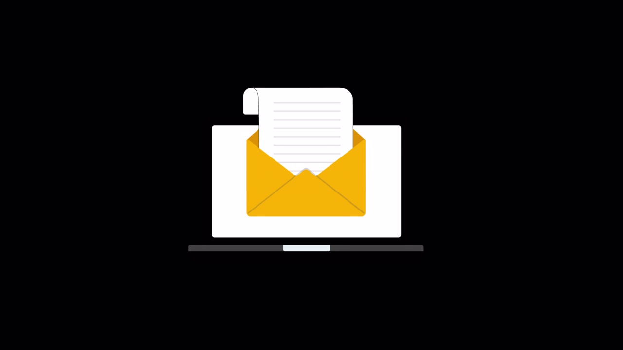Laptop animato che mostra una notifica di email in arrivo