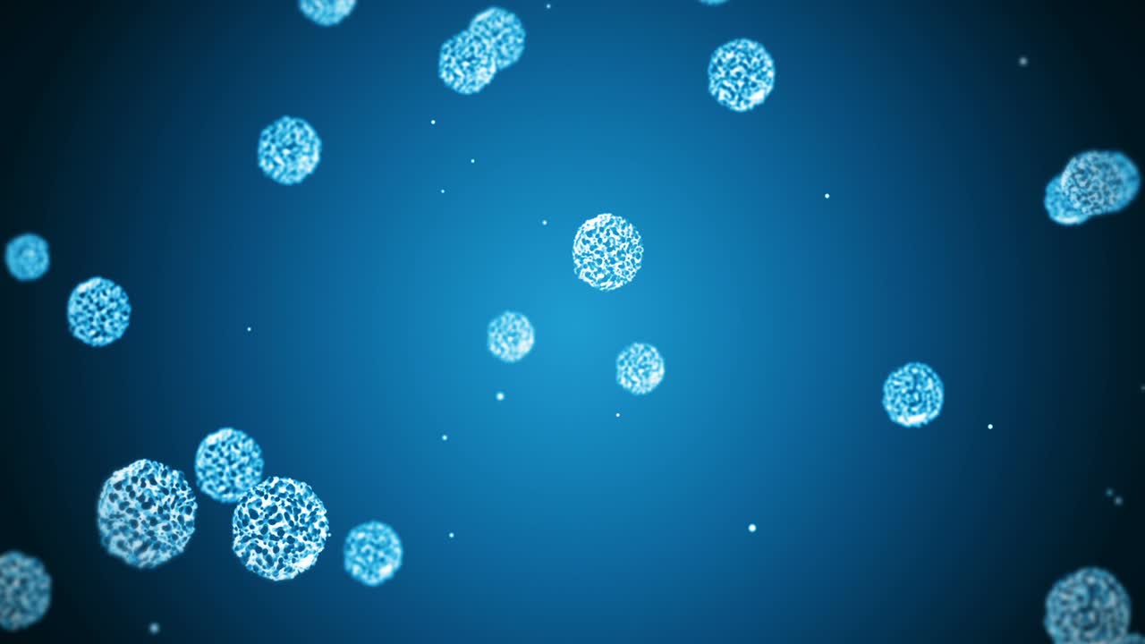 célula de virus en forma esférica. virus patógenos que causan infección. animación en bucle de virus humanos. microorganismo bacteriano. brote de enfermedad viral.