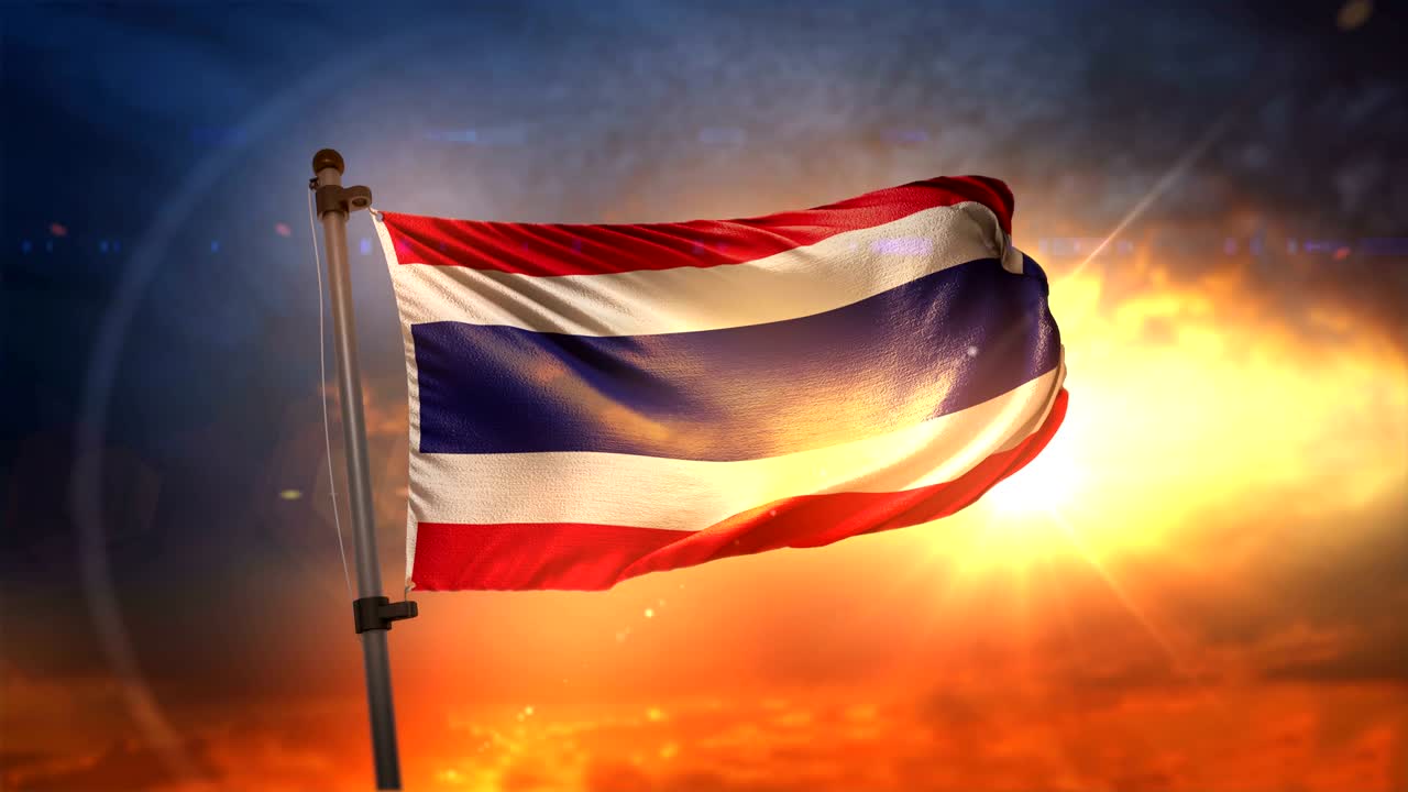 태국 발은 아름다운 해가 뜨는 순환 속도 느린 모션 4k에서 백라이트됩니다.