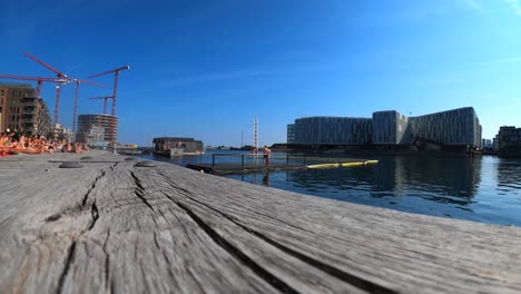 timelapse showing nordhavn bassin and whos regional office for europe in copenhagen, denmark