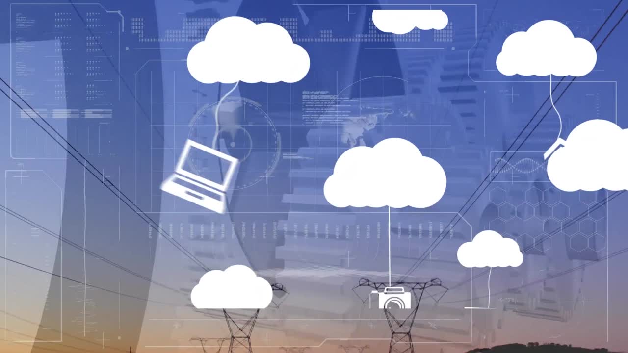 animación de nubes y procesamiento de datos financieros