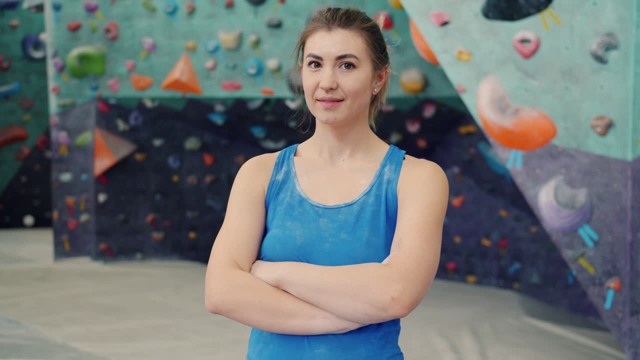 Woman in a climbing gym