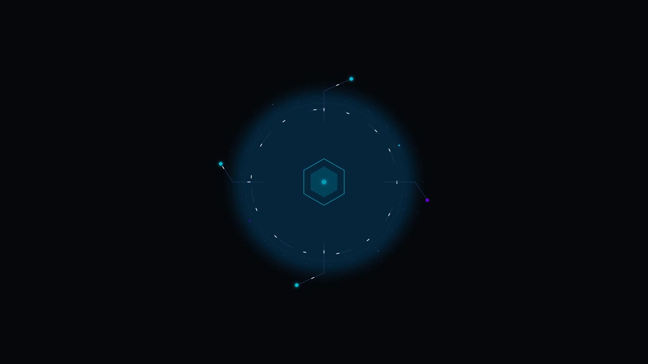 Futuristic Digital Hexagon Interface HUD Element