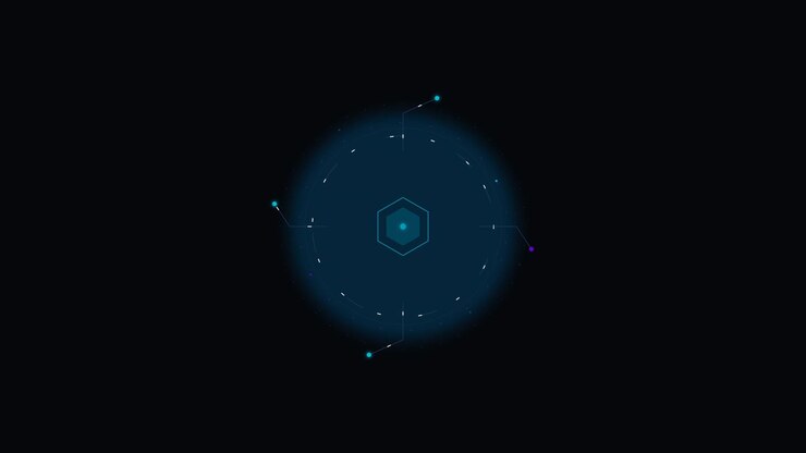 Futuristic Digital Hexagon Interface HUD Element