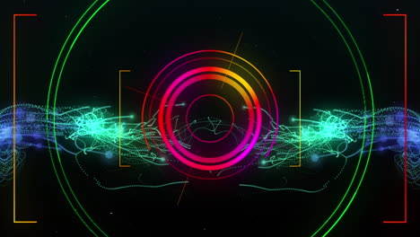 animación de formas digitales que cambian de color sobre un fondo negro