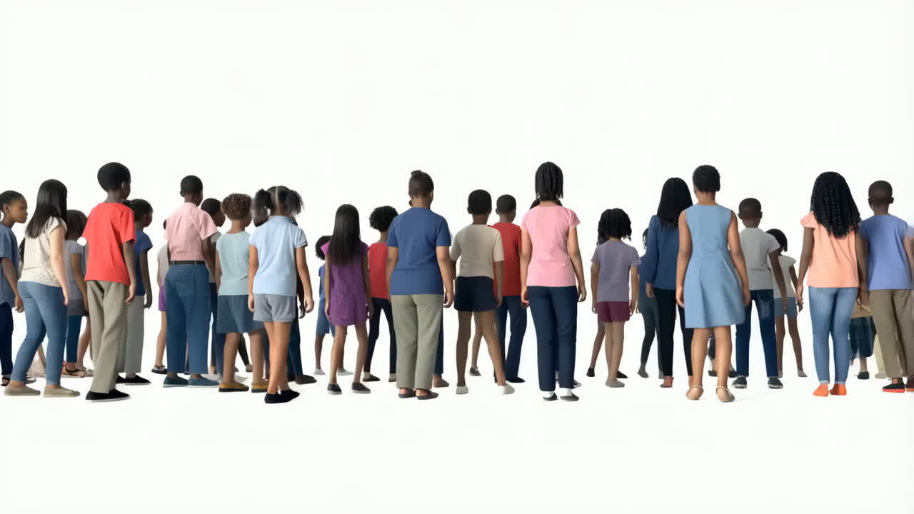 Diverse group of people standing on a white background