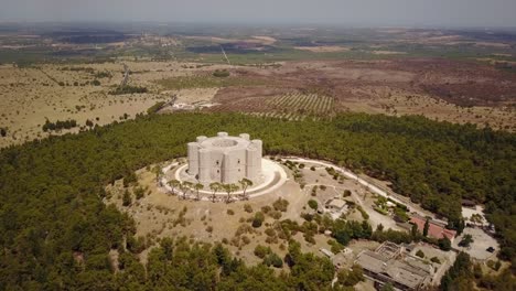 Sky-view-of-a-castle-in-the-south-of-Italy,-puglia