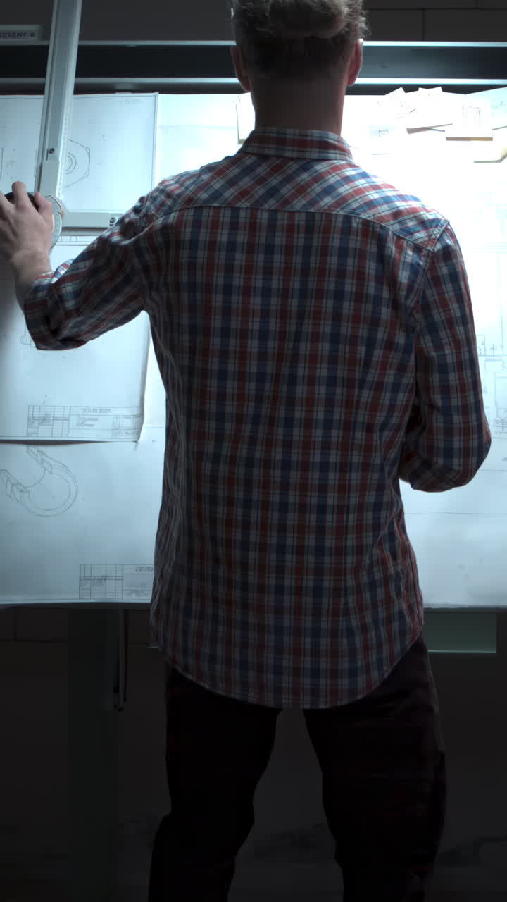 ingeniero que trabaja en dibujos técnicos