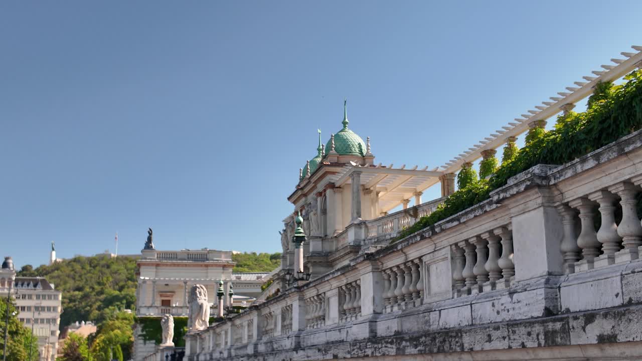 Ornate Garden Bazaar next to Buda Castle, with its classic colonnades and beautiful architectural details