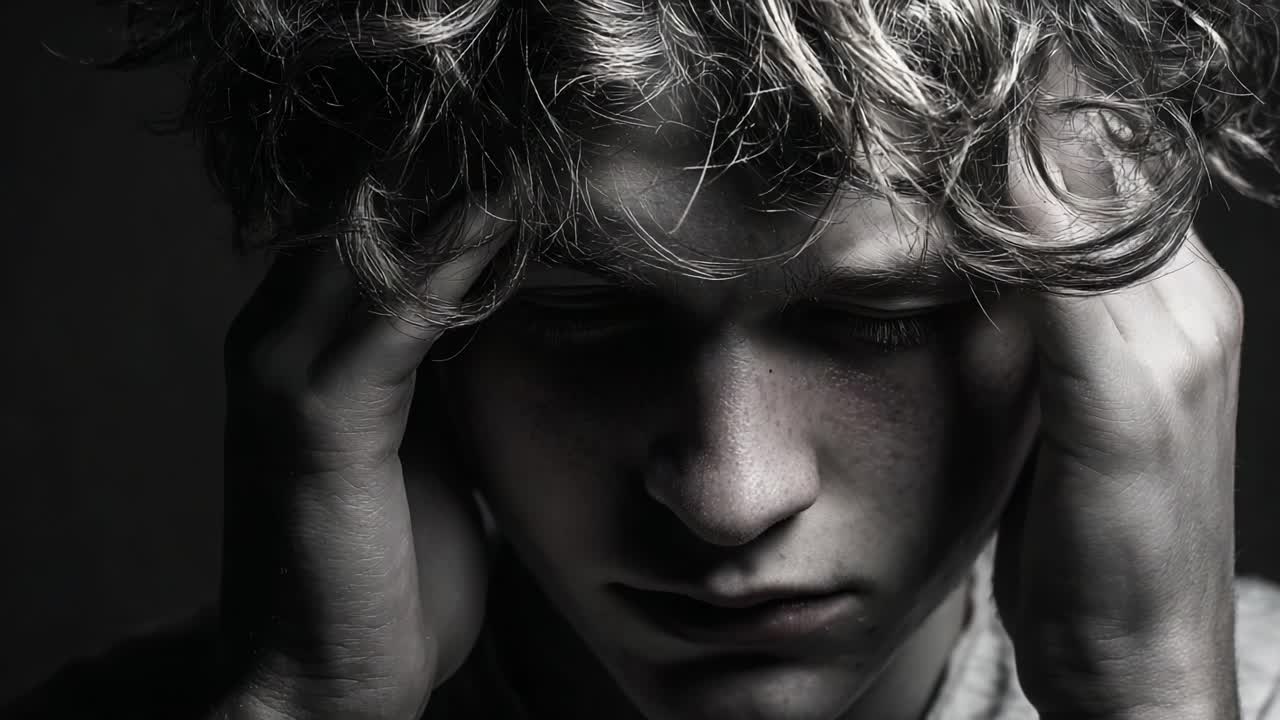 A Struggling Mind: Capturing the Emotional Turmoil of a Young Individual with Distressed Expressions in Two Intense Frames of Inner Conflict