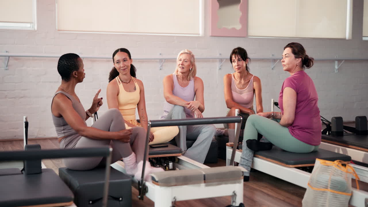 Group of women in a Pilates studio