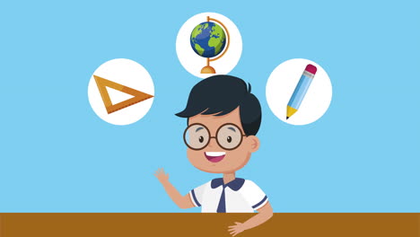 animación de personajes de niños estudiantes