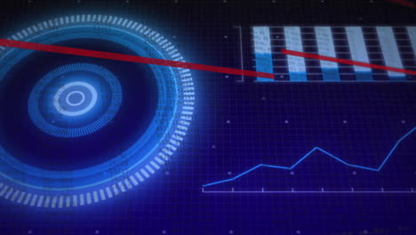animación de escaneo de alcance y procesamiento de datos sobre fondo negro