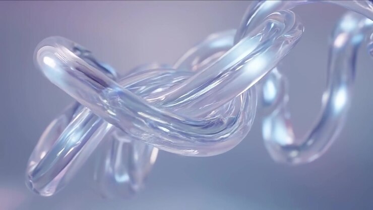 Abstract 3D Animation of Transparent Glass Spiral Rotating