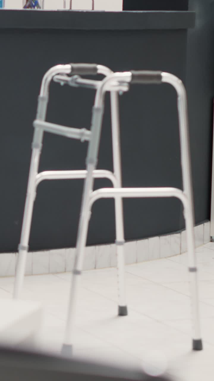 Vertical video: Empty waiting area space at reception
