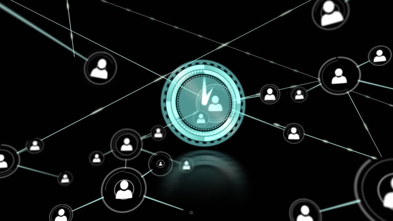 Animation of scope scanning with data processing and network of connections
