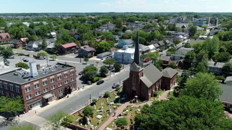 aerial of lewes township, delaware usa including church and cdb