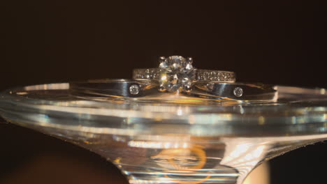 stunning shot of diamond engagement ring. close up