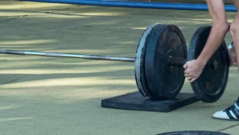 sport man making weightlifting