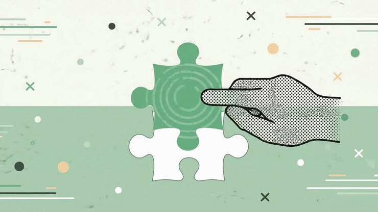 Hand Completing a Jigsaw Puzzle as a Metaphor for a Solution