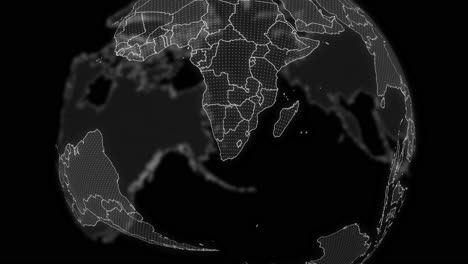 losotho country alpha for editing data analysis technology globe rotating, cinematic video showcases a digital globe rotating, zooming in on losotho country alpha for editing template