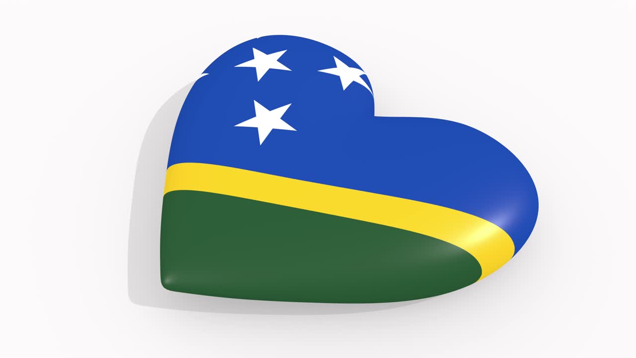 corazón con colores y símbolos de las islas salomón sobre fondo blanco, bucle
