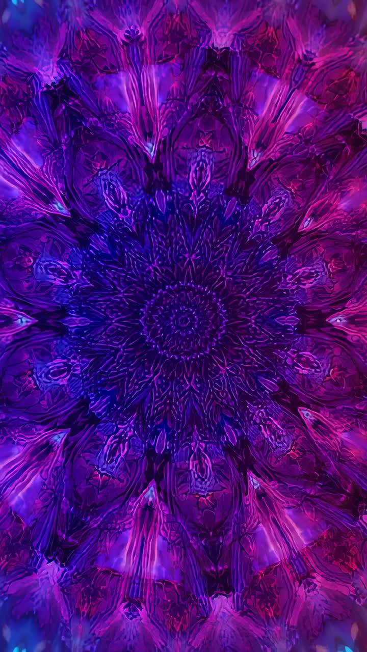 Vertical video: Loop starting mandala pulsing, rotating on screen, forming cyan nodes and new rings