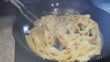 preparation of pasta with fish