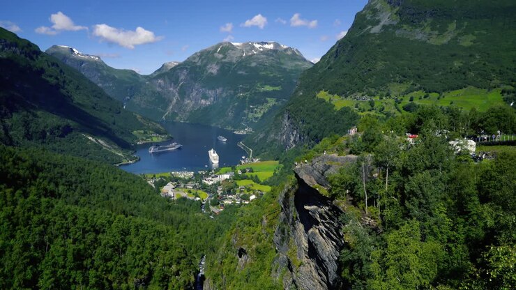 Fiordo di Geiranger, Norvegia. Splendido paesaggio naturale norvegese