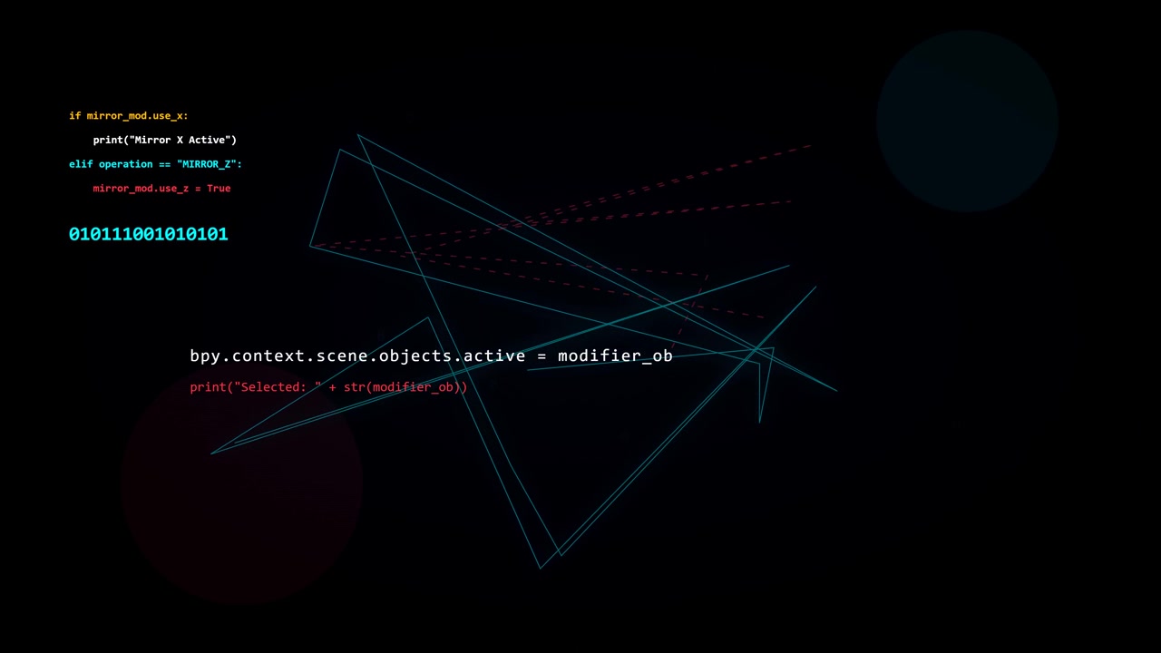Python Programming Code Typing on Dark Background with Abstract Geometric Lines