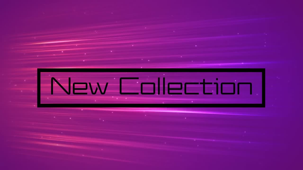 animación del texto de la nueva colección y líneas en fondo negro