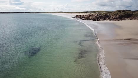 aerial view of clifden paradisiac sandy beach in connemara, ireland