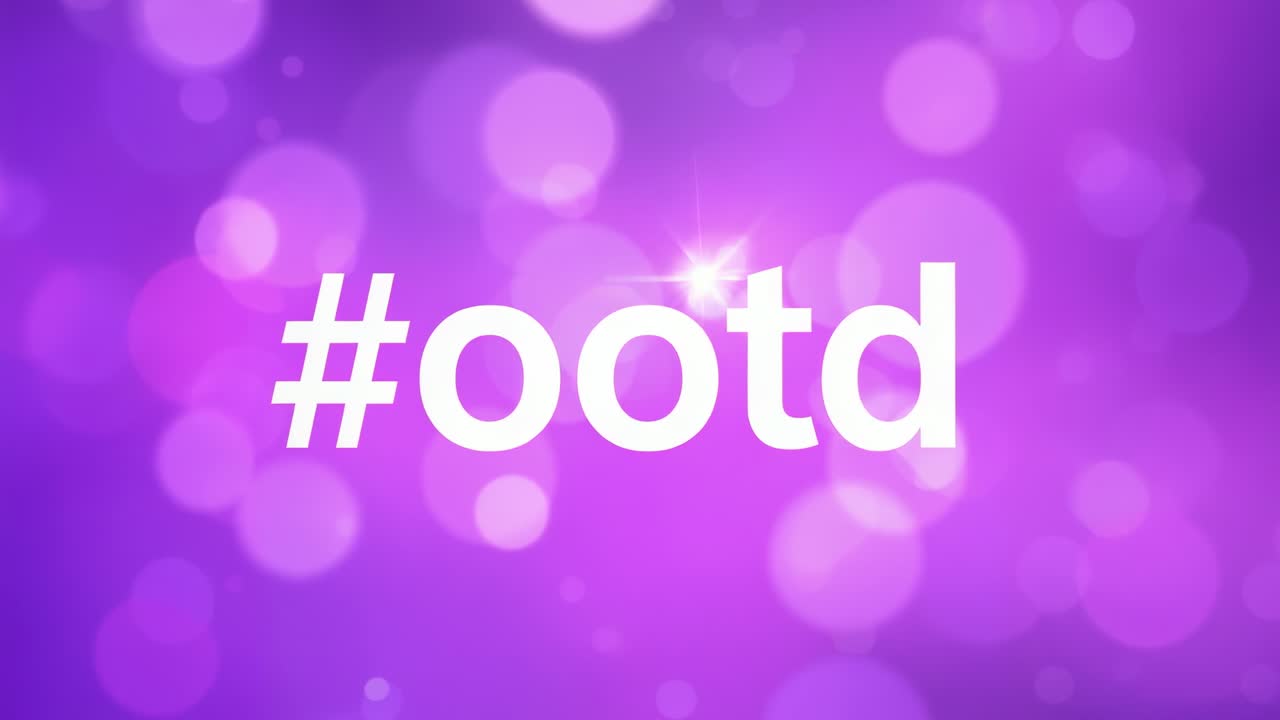 Fading #ootd hashtag text appearing on purple orb backdrop, pulsing lights promoting outfit style