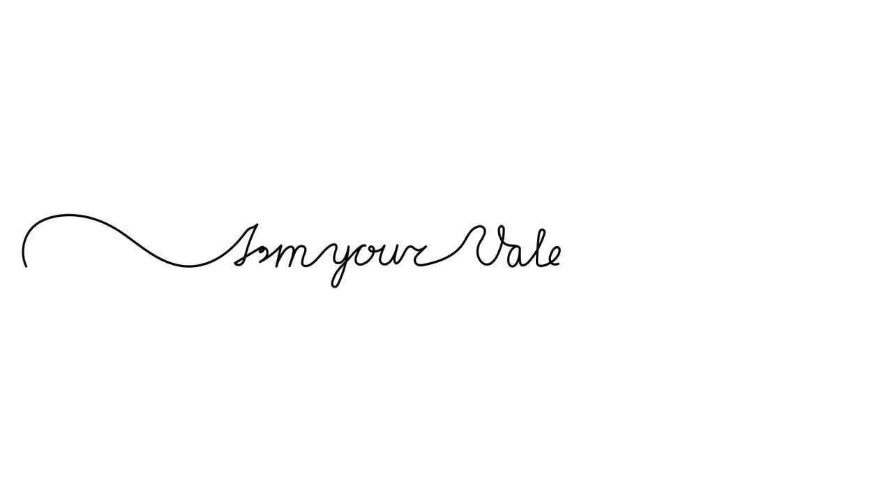 Animated illustration. Continuous One Line script cursive text Iâm your Valentine. Hand-drawn minimalist style. 4K video