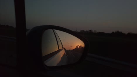 sunset-in-charente-France,-filmed-through-the-miror