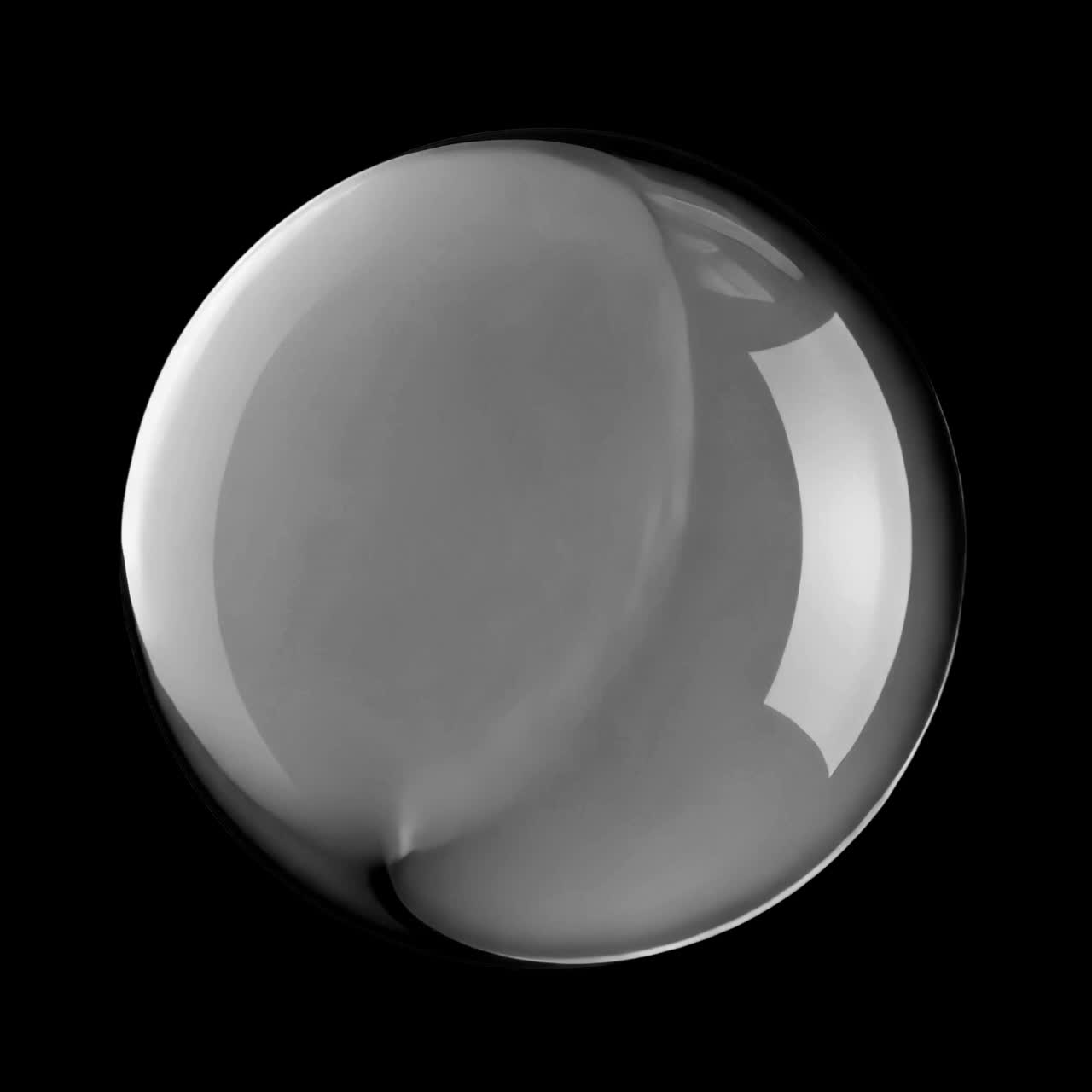 Reflective glass sphere animation isolated asset, transparent 4K video, alpha channel, ProRes 4444