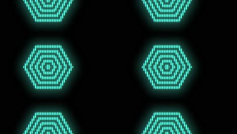 patrón de hexágonos de neón en degradado negro