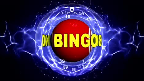 animación de texto de bingo alrededor de la bola de bingo, con canal alfa, renderización, fondo, bucle